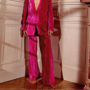 Nasty Gal Crushed Velvet Pink Pants